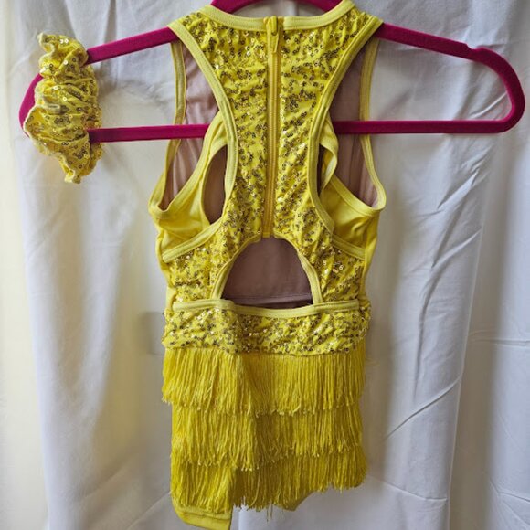 Weissman - YELLOW - It's Good To Be Alive Fringe Dance Costume - Size IC - Picture 2 of 3